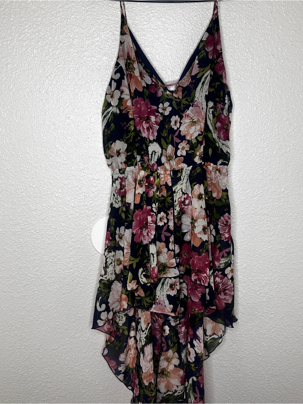 Scobe Floral High-Low Maxi Romper Dress with Built-In Shorts XL